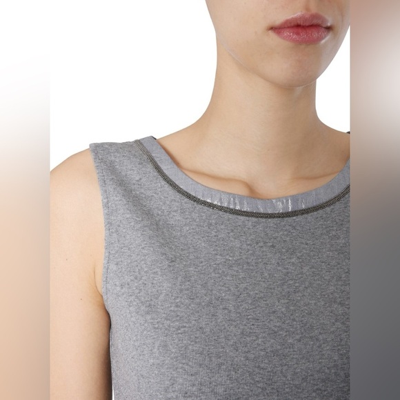 FABIANA FILIPPI COTTON ROUND NECK TANK TOP WITH JEWEL DETAIL NWT Size S - Picture 4 of 13